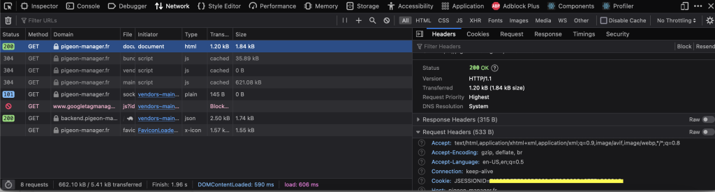 Ensuring an HTTP request sends JSESSIONID cookie